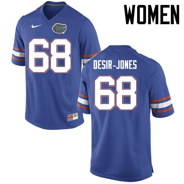 Women Florida Gators #68 Richerd Desir-Jones College Football Jerseys Sale-Blue